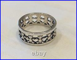 Very Rare Retired Vintage James Avery Teddy Bear Ring Band Sterling Silver Sz 8