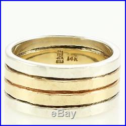 Vintage 14K Gold Sterling Silver JAMES AVERY HAMMERED WEDDING BAND Size 8.5 Ring