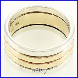 Vintage 14K Gold Sterling Silver JAMES AVERY HAMMERED WEDDING BAND Size 8.5 Ring