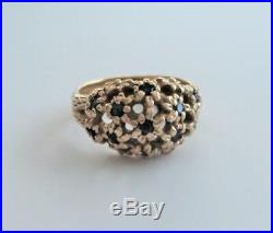 Vintage JAMES AVERY 14k Yellow Gold & Blue Sapphire Cluster Style Ring Sz 6