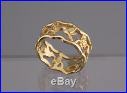 Vintage James Avery 14K Gold Hummingbird Ring Band Sz 7-1/2 5.6 grams