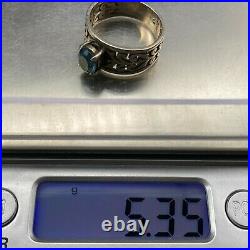 Vintage James Avery Blue Topaz Sterling Silver Ring Size 8.5