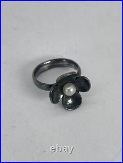 Vintage James Avery Retired Pearl Blossom Ring Sterling Silver 925 Size 7 RARE
