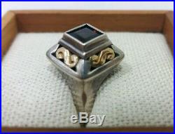 Vintage James Avery Sterling Silver & 18k Yellow Gold w Garnet Two-tone Ring s6