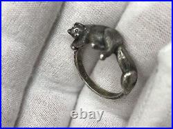 Vintage James Avery Sterling Silver Cat Ring Size 7