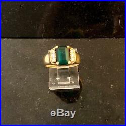 Vintage James Avery Women's Emerald Diamond Ring Sz 6 1/2 18K Yellow Gold. 750
