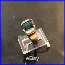Vintage James Avery Women's Emerald Diamond Ring Sz 6 1/2 18K Yellow Gold. 750