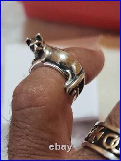 Vintage Rare Retired James Avery Sterling Silver 3D Resting Cat Ring Size 6.75