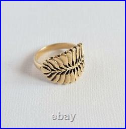 Vintage Retired James Avery 14kt Yellow Gold Mimosa Leaf Ring Sz 8 Rare Htf