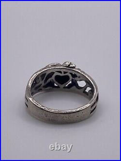 Vintage Retired James Avery Ring Heart Flowers Scroll Sterling Silver Size 5.5