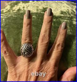 Vintage Retired James Avery Silver Scroll Ring With Raised Dome Size 6