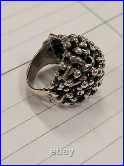 Vintage Retired Large James Avery Sterling Brutalist Dome Pierced Ring Size 6.5