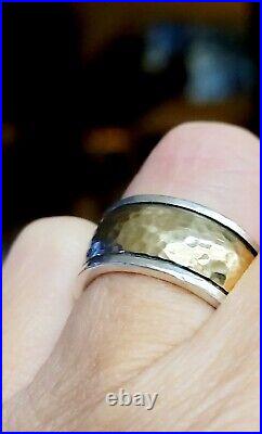 Wide James Avery 14kt Gold Hammered. 925 Band Ring HEAVY 16+ Grams Sz 6.5