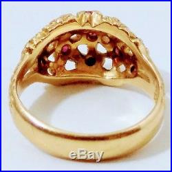 Womens James Avery Rare 14K Yellow Gold Ruby Margarita Flower Dome Ring Sz 5.75