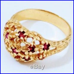 Womens James Avery Rare 14K Yellow Gold Ruby Margarita Flower Dome Ring Sz 5.75