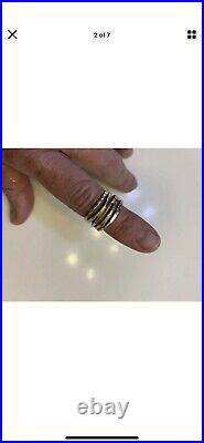 Yellow Gold James Avery Stacked Hammered Band Ring Sz 8